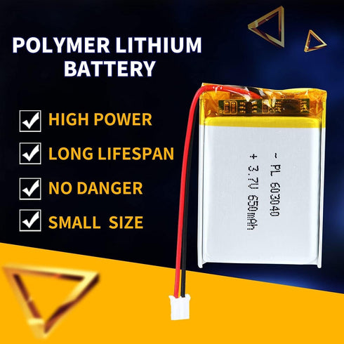 3.7V 650mAh 603040 Lipo battery Rechargeable Lithium Polymer ion Battery Pack with PH2.0mm JST Connector...