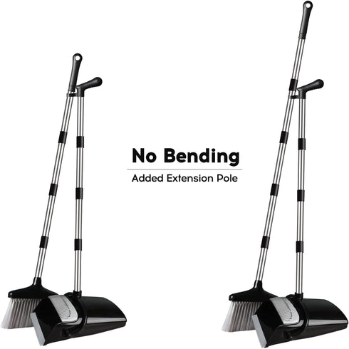 Broom and Dustpan Set for Home, Upright 55" Broom and Dustpan Combo with Long Handle, Lobby Broom Sweeping for House Kitchen Room Office Indoor Fl...
