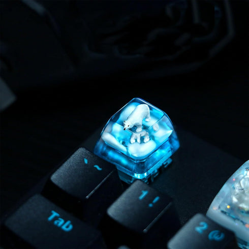Gaming Resin Artisan Keycaps OEM,Polar Bear Keycap,Handmade ESC Custom Keycaps for Cherry MX Switches Gaming Mechanical Keyboard,Transparent Backl...
