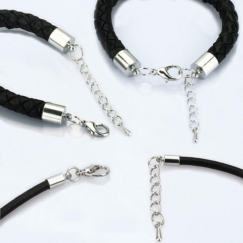 Lollibeads® (1000 Pcs) Silver Plated Barrel Leather Cord Ends Cord End Cap 3mm-12mm, Lobster Clasp 10mm 12mm 14mm,jump ring 5mm-8mm, jump ring ope...