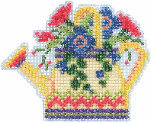 Floral Watering Can Beaded Counted Cross Stitch Kit Mill Hill 2015 Spring Bouquet MH185106...