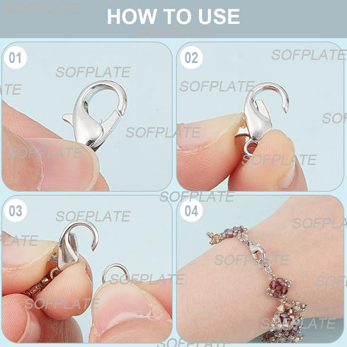 300Pcs Lobster Claw Clasps Bulk Lobster Clips Small Alloy Silver Trigger Fasteners Hook Link Clip Findings for Jewelry Making DIY Bracelet Necklac...