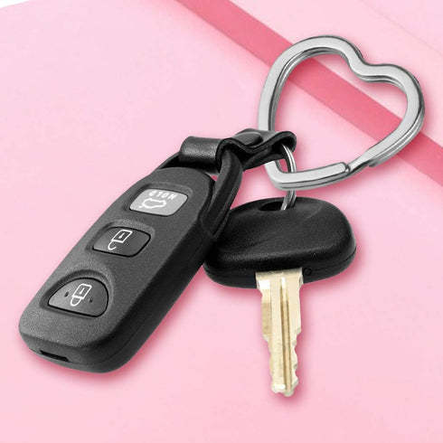 50 PCS Heart Shape Keyring Metal Silver Split Key Rings Heart Keychain Craft for DIY Home Car Keys Valentine's Day Mother's Day...