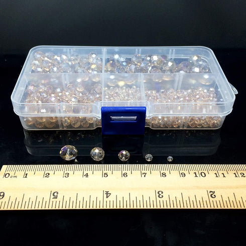 Silver Champagne Rondelle Glass Beads for Jewelry Making, Faceted Briolette Crytal Spacer Beads for Bracelet Necklace Earring (2mm 4mm 6mm 8mm 10m...