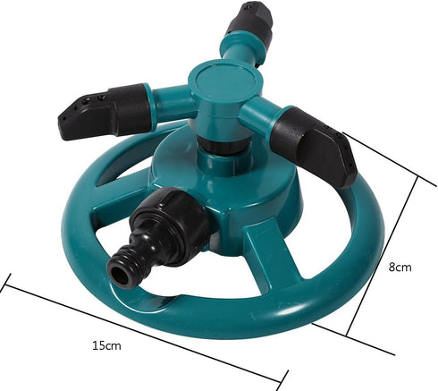 ViaGasaFamido Garden Sprinkler Automatic 360° Circle Rotating Watering Sprinkler Irrigation System Lawn Sprinkler with 3 Nozzle Pipe Hose for Yard...