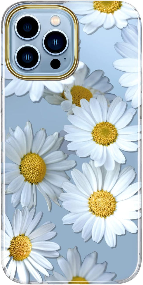 BAISRKE Compatible with iPhone 13 Pro Case,Clear Case with Flowers,for Girly Women,Shockproof Floral Pattern Hard Back Cover for iPhone 13 Pro Cas...