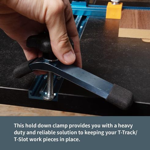 POWERTEC 71168 T-Track Hold Down Clamp for Woodworking, 5-1/2” L x 1-1/8” W, 2 Pack, Blue Black...