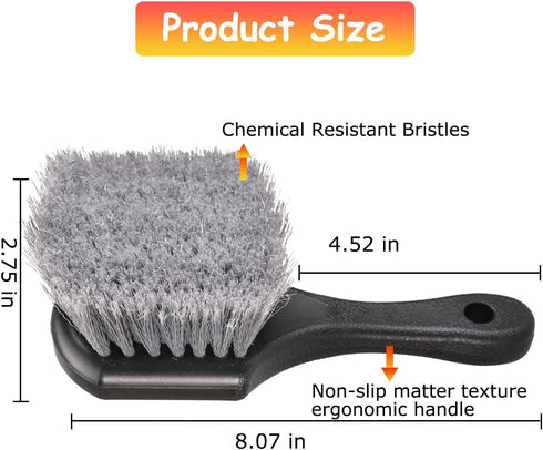 Car Wheel Brush Tire Brush Wheel Cleaner Brush for Car Rim, Soft Bristle Cleaning Brush Car Wash Brush Clean Tires & Wheel Releases Dirt and Road ...