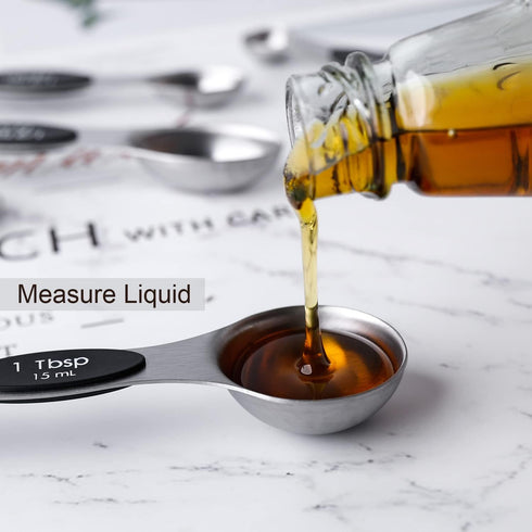 Magnetic Measuring Spoons Set Stainless Steel Dual Sided Stackable Teaspoon Tablespoon for Measuring Dry and Liquid Ingredients...