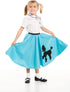 1950s Turquoise Poodle Skirt for Girls with Musical Note Printed Scarf | Blue Sock Hop Skirt | One Size | 1950s Costumes for Girls...