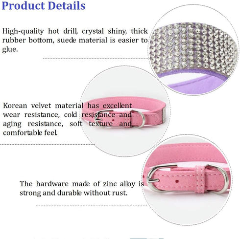 Microfiber Pet Dog Collar Leashes Set, Reflective Dog Collar, Double-Layer Soft Leather Pet Leash, Cat Dog Collar Leash Set, Pet Collar Leash for ...