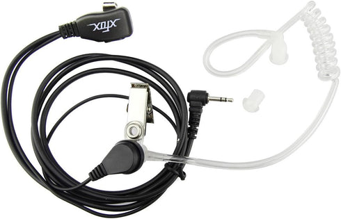 XFOX® M1PE1010 PTT Clear Acoustic Coil Tube Earpiece 1Pin 2.5mm Plug FBI Style Earphone with Push to Talk and Mic for Motorola Cobra Walkie Talkie...