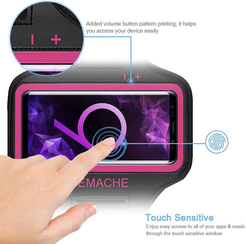 Galaxy S10 S9 S8 Armband, JEMACHE Gym Running Exercises Workouts Phone Arm Band for Samsung Galaxy S10/S9/S8/S7 Edge (Rosy)...