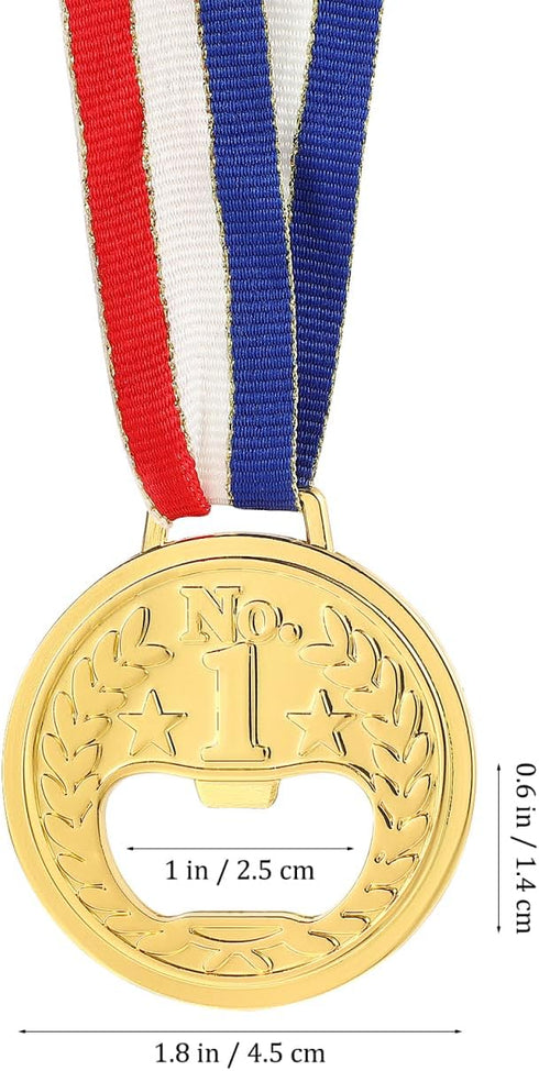 2PCS Medal Shaped Bottle Opener - Gold Medal Beer Opener, Metal Fun Bottle Cap Open Utensil with Neck Ribbon for Bar Bartender Restaurant Party Ho...