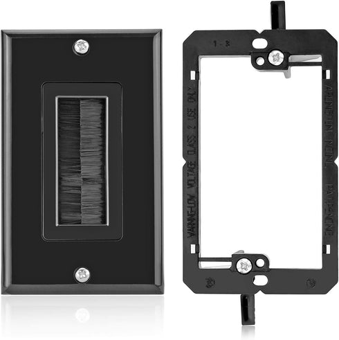 Brush Wall Plate Decora Style, Cable Pass Through Faceplate Insert for Wires, Single Gang Cable Access Strap, Wall Socket for HDTV, HDMI, Wall Cab...