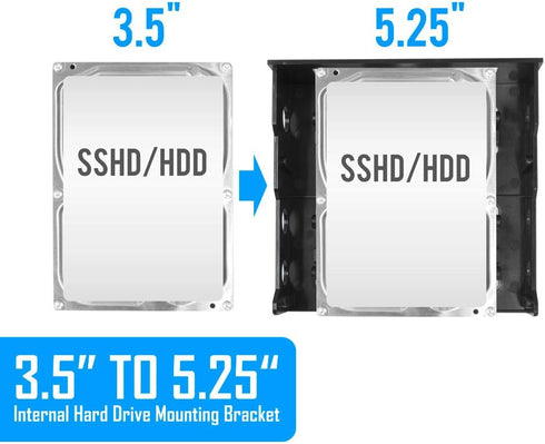 Kingwin SSD Hard Drive Mounting Kit Internal, Convert Any 3.5” Solid State Drive/HDD Into One 5.25 Inch Drive Bay. Mounting Screws Included, Quick...