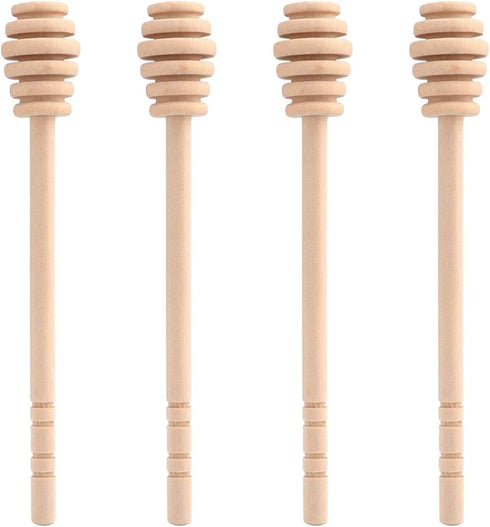 4 Pcs (6.3 Inches) Wooden Honey Mixing Stirrer Honey Dipper Sticks Honey Comb Stick Honey Spoon Collecting Dispensing Drizzling Jam...