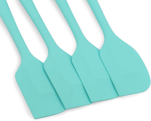 Silicone Spatula 4-piece Set, Heat-Resistant Non-stick Rubber Spatulas with Stainless Steel Core, Light Blue...