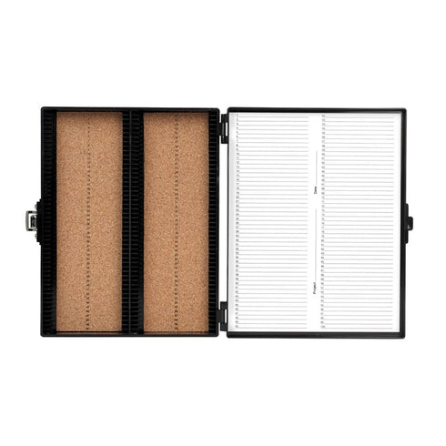 Heathrow Scientific HS15994G Premium Microscope Slide Box, 100-Place, Cork, ABS, Black, 208mm Length, 175mm Width, 34mm Height...
