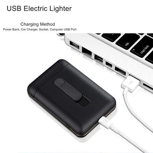Cigarette Case with Lighter Cigarettes Box King Size Portable Pack 20pcs Regular Size Cigarettes USB Lighters 2 in 1 Rechargeable Flameless Windpr...