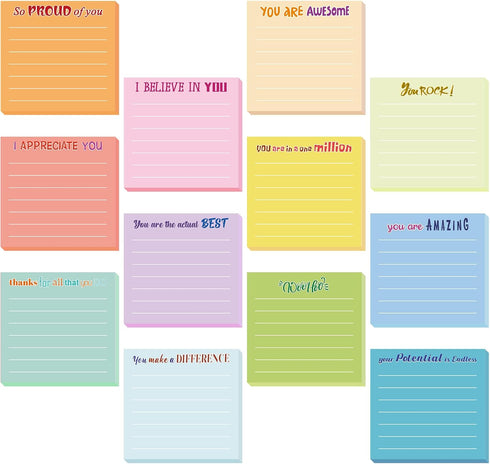 Yinder 24 Pcs Inspirational Sticky Notes with Lines Cute Motivational Sticky Note Pad Appreciation Sticky Notes Gifts for Coworkers Nurse Office S...
