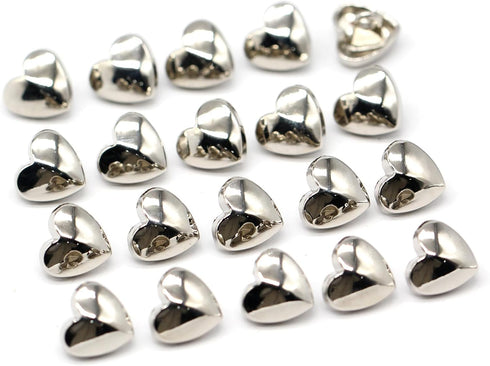 20Pcs 10mm(0.394inch) Heart Shape Gold Metal Buttons for Sewing Small Blouse Shirt Button with Shank DIY Crafts Silver Color...