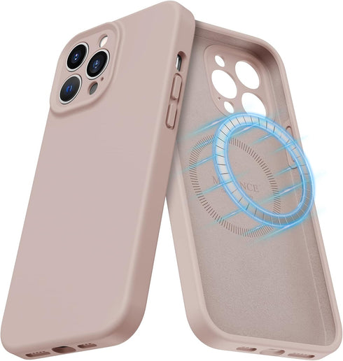 MCFANCE Silicone Magnetic for iPhone 13 Pro Max Case | Compatible with MagSafe, Full Camera & Shock Protection | Pink Sand (6.7 inch 2021)...