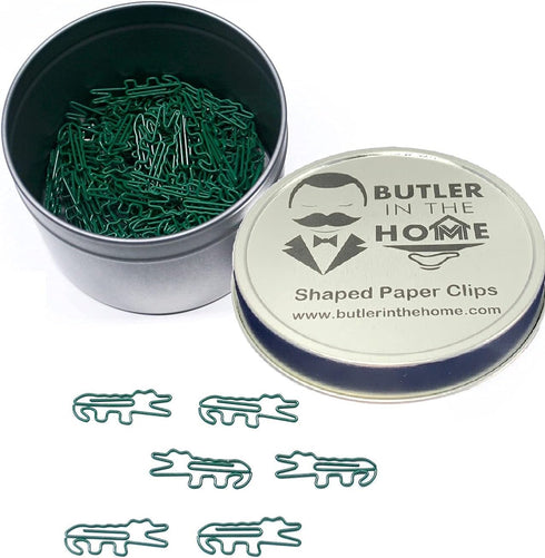 Alligator Gator or Crocodile Shaped Paper Clips Great for Paper Clip Collectors or Office Gift - Comes in Round Tin with Lid and Gift Box (100 Cou...