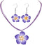 Hawaiian Colorful Plumeria Flower Necklace Earrings Set - Tropical Beach Party Accessories for Women Vacation Luau Events Jewelry...