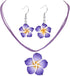 Hawaiian Colorful Plumeria Flower Necklace Earrings Set - Tropical Beach Party Accessories for Women Vacation Luau Events Jewelry...