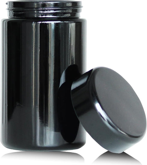 Black Glass Airtight Storage Container Jar 150ml with UV Protection for Spice Coffee...