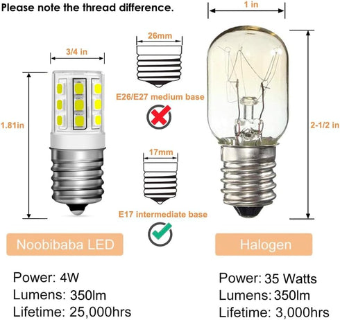KEI D28a Refrigerator Light Bulb KEL2811, E17 Intermediate Base 5304517886 Appliance Bulb, 4W 120V Replace 35W Halogen Bulbs, Fit for Frigidaire E...