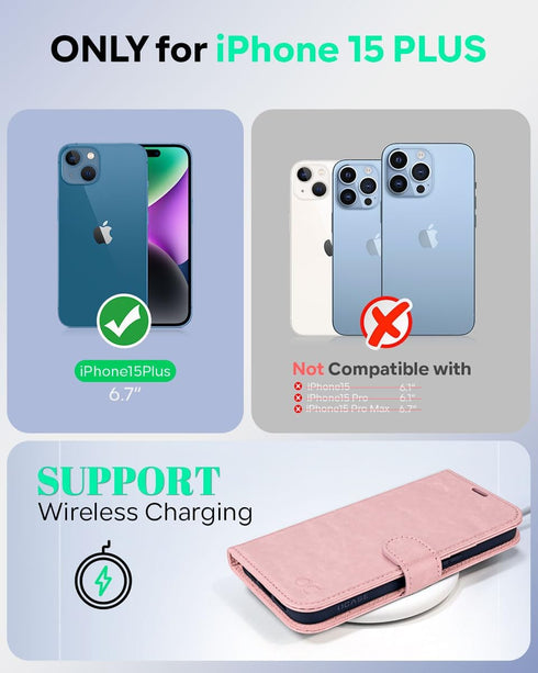 OCASE Compatible with iPhone 15 Plus Wallet Case, PU Leather Flip Folio Case with Card Holders RFID Blocking Kickstand [Shockproof TPU Inner Shell...