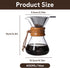 Tissting Wood Neck Pour Over Coffee Maker,400ml Sleeve Coffee Brewer with Permanent Stainless Steel Filter,Glass Coffee Pot for Home Cafe Party...