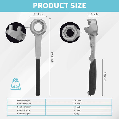 DURATECH Aluminum Drum Wrench, 3-in-1 Bung Wrench, Barrel Opener Tool for Opening 10 15 20 30 55 Gallon Drum, Fits 2" and 3/4" Plastic Bung Cap...