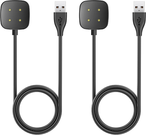 Compatible with Fitbit Sense/Sense 2/Versa 3/Versa 4 Charger,2 Pack Replacement USB Charging Cable Dock Stand for Sense/Sense 2/Versa 3/Versa 4 Ac...