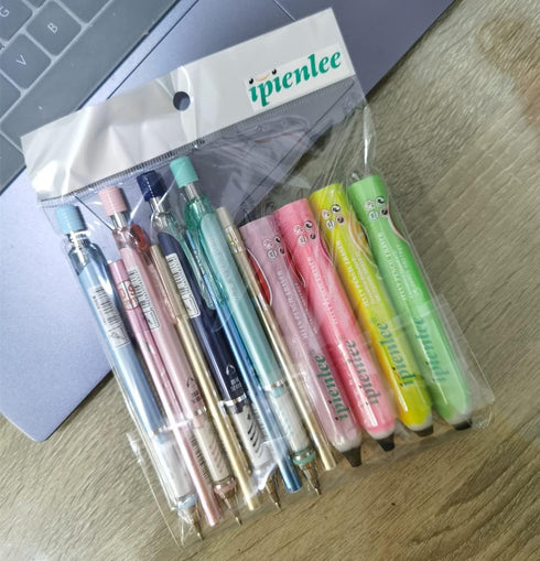 0.9 mm Mechanical Pencil Stationery Set Including 4pcs Mechanical Pencils with 4 Tubes HB Lead Refills and 4pcs Jerry Erasers for Writing Draft, D...