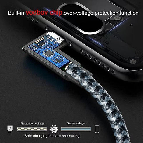 iPhone Charger Lightning Cord 3Pack 1FT 3FT 6FT Right Angle MFi Certified Cable Braided USB Charging Wire High Speed Black......