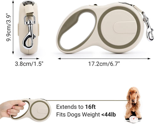 OUTnWILD Retractable Dog Leash - Retractable Dog Leash 16ft for Small/Medium Breeds/Pets Up to 44lbs. 360° Tangle Free Design with One Touch Quick...