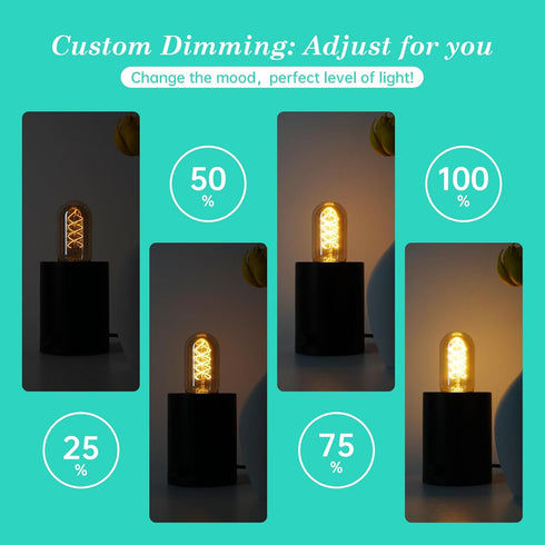 AMDTU Dimmable Edison Bulbs 60 Watts Equivalent, 600 Lumens LED Bulbs 7W, Ultra Filament Cross E26 Base Edison LED Bulbs, Warm Yellow 2200K T45 Am...