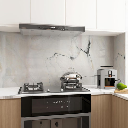 White Marble Wallpaper Peel and Stick 16"×78.7" Granite Modern Contact Paper Texture White with Black Glossy Removable Waterproof Self Adhesive Vi...