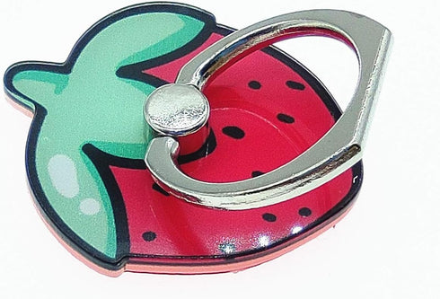 Crystal Flower Fruit Shape Ring Stent 360°Rotation Finger Ring Grip Cell Phone Ring Holder Stand (Strawberry)...