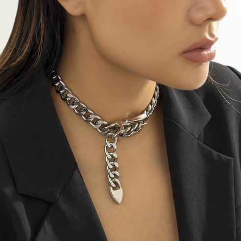FUTIMELY Cuban Link Chain Choker Necklace for Women Men Trendy Chunky Punk Belt Buckle Shaped Pendant Necklace Vintage Statement Thick Chain Neckl...