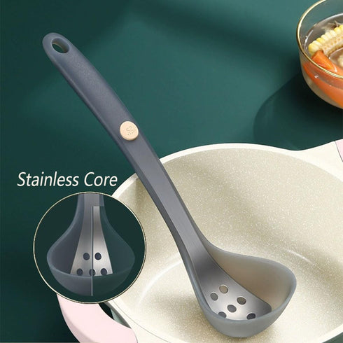SiXi SS kitchen Silicone Soup Ladle,Heat Resistant,Non-stick Seamless Rubber Deep Serving Spoon for Soups, Stews, Dressings, and More -Clear 1pcs...