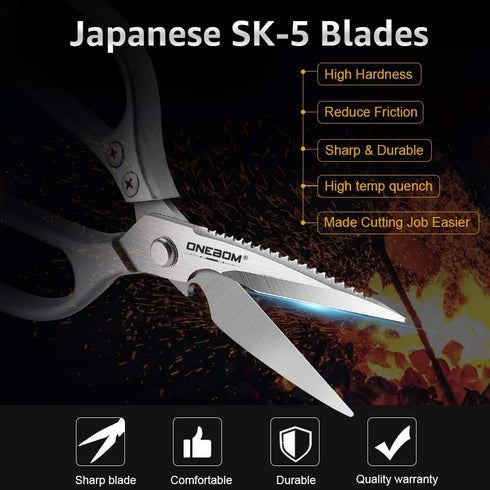 ONEBOM Kitchen Shears 2 Pack,Multi-Function Kitchen Scissors Heavy Duty Sharp 304 Stainless Steel, Apartment Kitchen Accessories Cooking Shears fo...