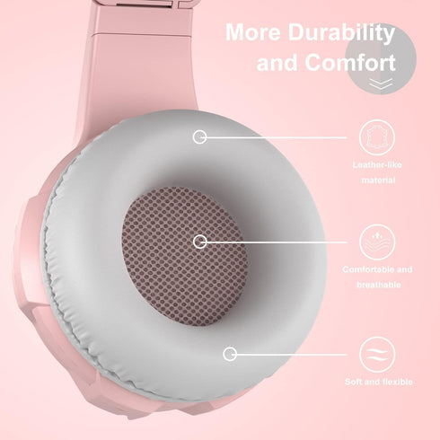 Headphones with Microphone Surround Sound Active Noise Canceling Pink Wired Gaming Headphones - 3.5mm Audio Jack Stereo Headset for PC, PS4, PS5, ...