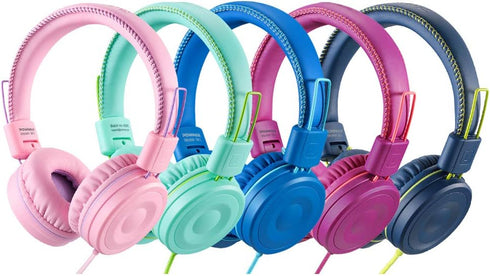 POWMEE M1 Kids Headphones Wired Headphone for Kids,Foldable Adjustable Stereo Tangle-Free,3.5MM Jack Wire Cord On-Ear Headphone for Children (Purp...