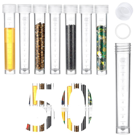 50PCS 10ml Plastic Small Vials with Screw Caps Sample Tubes Cryotubes,PP Material, Free from DNase, RNase, Human DNA...