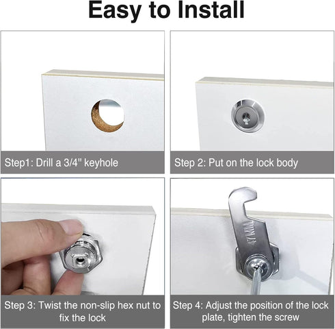 Cabinet Cam Locks Keyed Alike, 5/8'' Fits on 3/8'' Max Door Thickness, Secure File Drawer Mailbox RV Storage Replacement Set, Zinc Alloy (5/8 Inch...