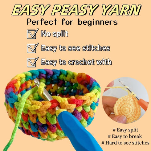 Yarn for Crocheting,Easy Peasy Yarn,Beginner Yarn with Easy-to-See Stitches,Beginner Yarn for Crocheting,Beginner Crochet Yarn......